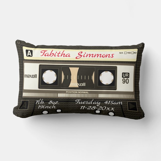 Rectangle Cassette Mixtape Naissance Customisée, Coussin de  (Recto)
