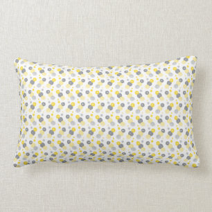 Rectangle Cercle Motif Jaune et gris Lumbar Coussin