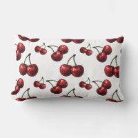 Cerises Rouges Brillantes Coussin Rétro Glam