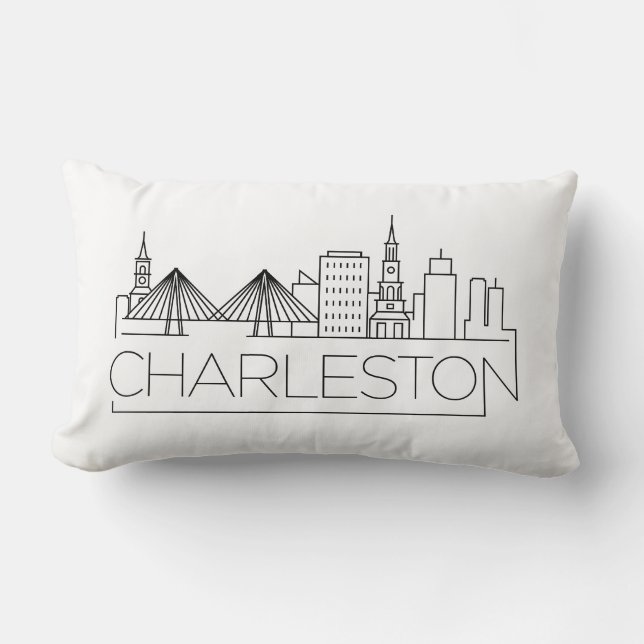 Rectangle Charleston, SC Skyline Lumbar Coussin (Recto)