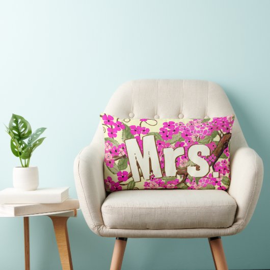 Rectangle Cherry Blossom Yellow Pink Coussin de Mme Bride (Chaise)