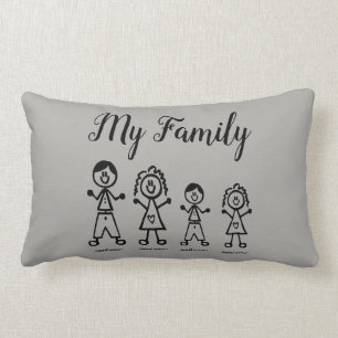 Rectangle Chiffre personnalisé coussin de bâton de famille