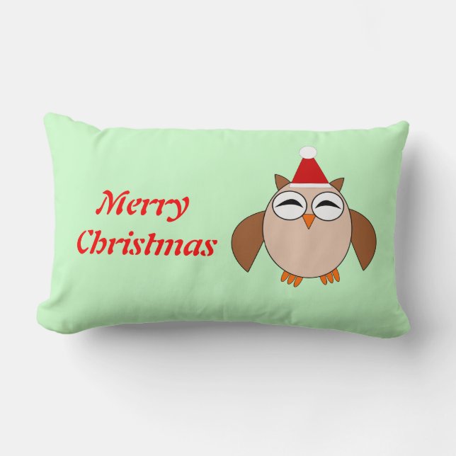 Rectangle Chouette de Noël Cute Coussin personnalisable (Recto)