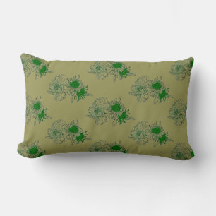 Rectangle « Chrysanthème Vert Harmonie – Coussin Floral Mini