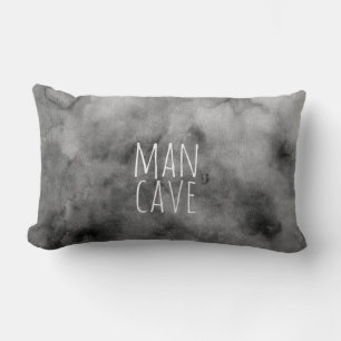 Rectangle citation coussin man cave gris aquarelle design