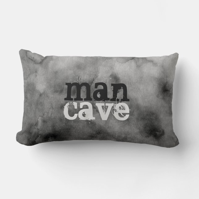 Rectangle citation coussin man cave gris aquarelle design (Recto)