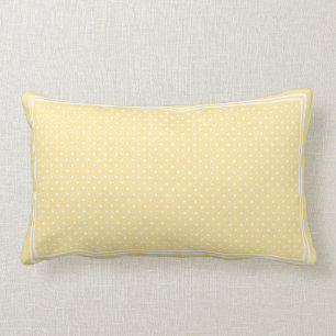 Rectangle Citron jaune Pois et rayures Lumbar Coussin