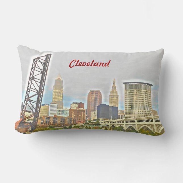 Rectangle Cleveland, Ohio River PhotoPaint Coussin (Recto)