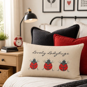 Rectangle Coccinelles Coussin Lombaire Trio de Coccinelles