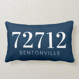 Rectangle Code zip personnalisé Coussin de ville White Navy