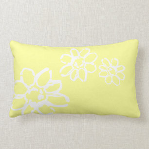 Rectangle Copies de fleur sur le coussin lombaire jaune