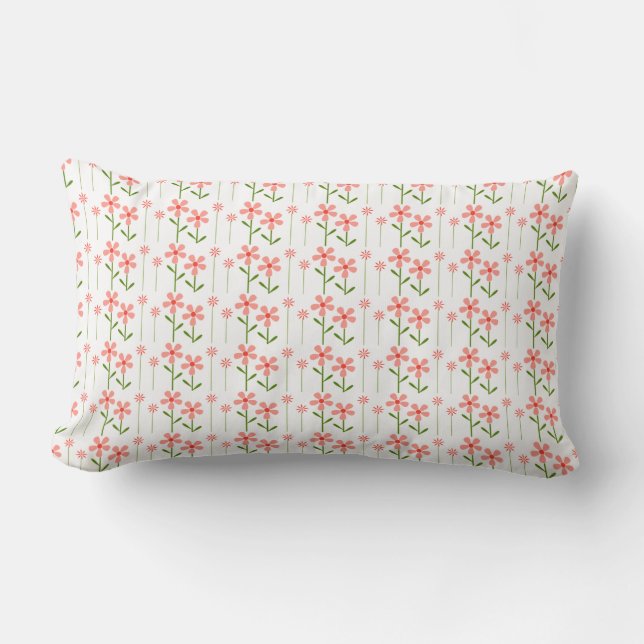 Rectangle Coral Floral Américain MoJo Lumbar Coussin (Recto)