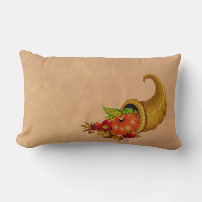 Rectangle Cornucopia Thanksgiving Coussin beige (Recto)