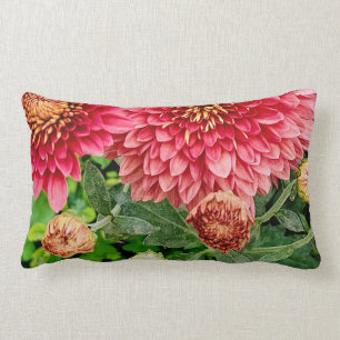 Rectangle Cosy Bright Peach Chrysanthemum Flowers Coussin