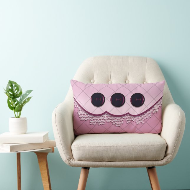 Rectangle Coussin à lancer - Bouton rose (Chaise)