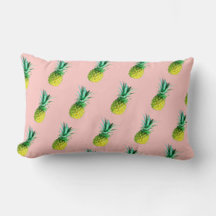 Rectangle Coussin à motif de ananas vert jaune pâle