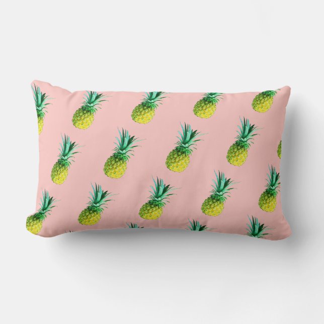 Rectangle Coussin à motif de ananas vert jaune pâle (Recto)