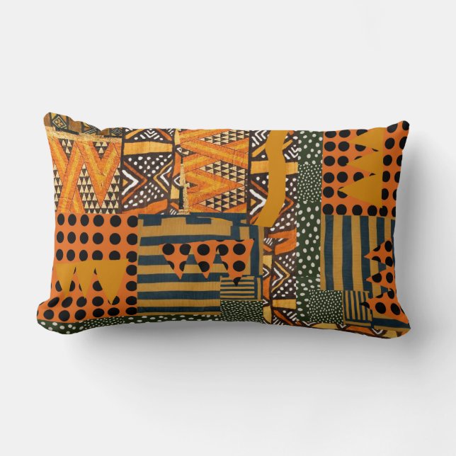 Rectangle coussin à motif textile africain (Recto)