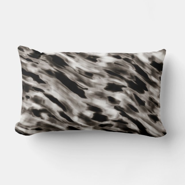 Rectangle Coussin Abstrait en soie noir et blanc (Recto)