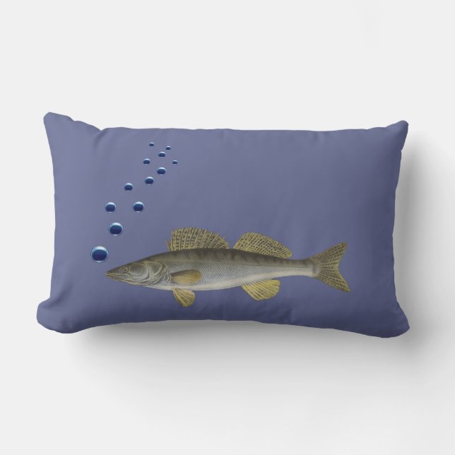 Rectangle Coussin amusant et élégant avec du poisson et des  (Recto)