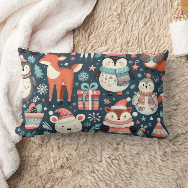 Rectangle Coussin animal de Noël de fête (Couverture)
