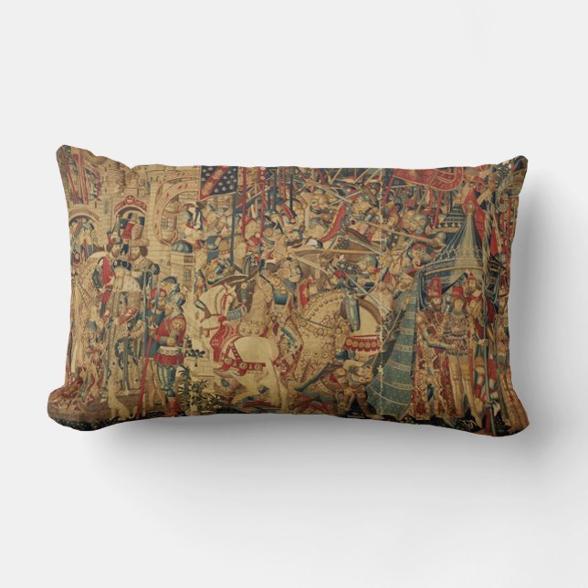 Rectangle Coussin antique de regard de tapisserie (Recto)