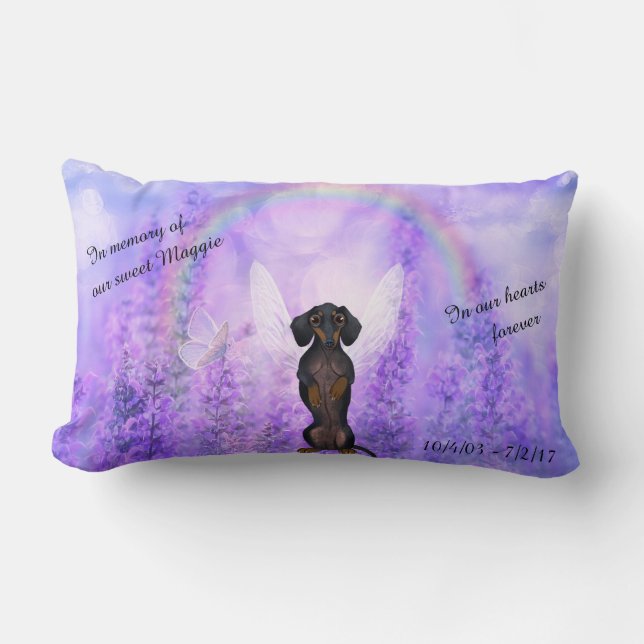 Rectangle Coussin Arc-en-ciel Mémorial pour Teckel (Recto)