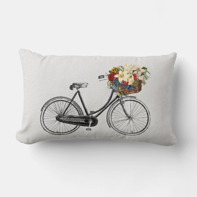 Rectangle Coussin assez chic de décor de vélo de fleur de (Recto)