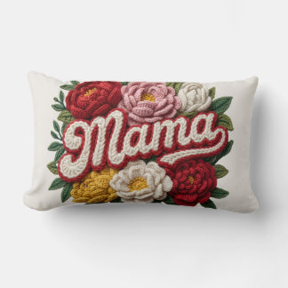 Rectangle Coussin au crochet floral "Maman" – Fête des Mères