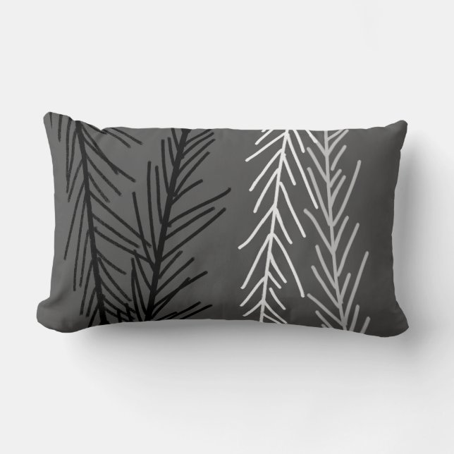 Rectangle coussin audacieux noir, blanc gris abstrait art na (Recto)