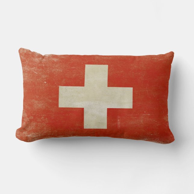 Rectangle Coussin avec le drapeau affligé de la Suisse (Recto)