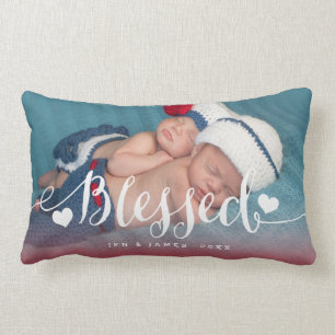 Rectangle Coussin béni de photo de Valentines de naissance