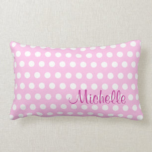Rectangle Coussin blanc rose de point de polka