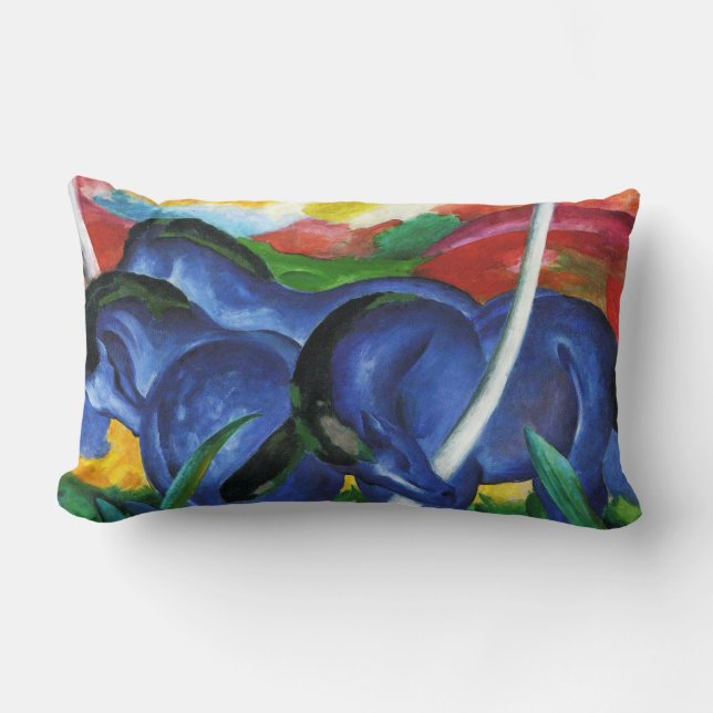 Rectangle Coussin bleu de chevaux de Franz Marc (Recto)