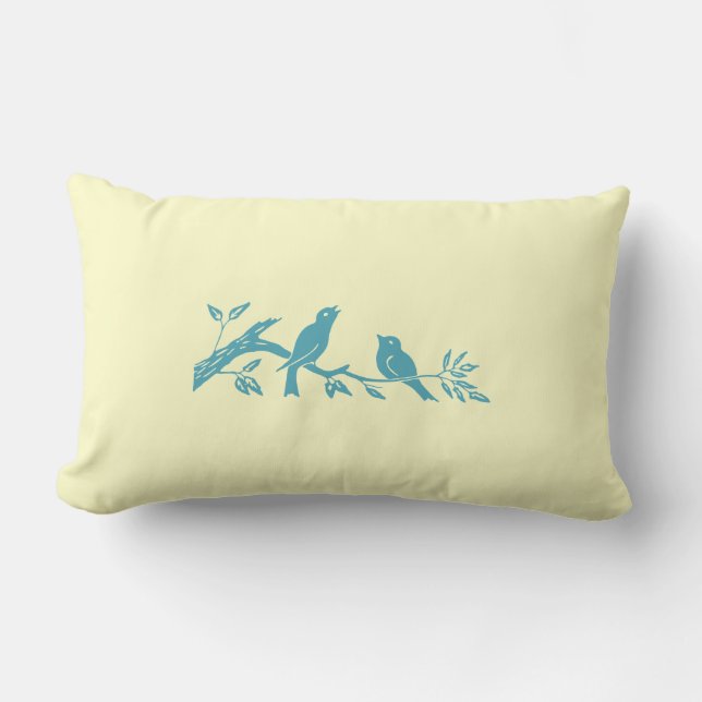 Rectangle Coussin bleu d'oiseaux (Recto)