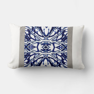 Rectangle coussin bleu et blanc design d'art abstrait
