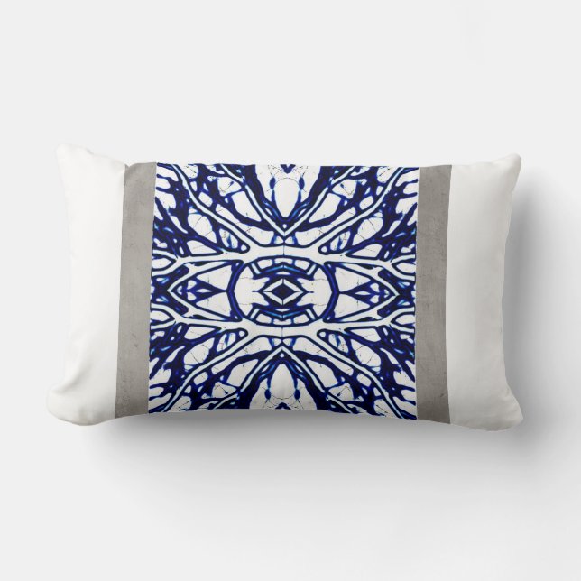 Rectangle coussin bleu et blanc design d'art abstrait (Recto)