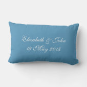 Rectangle Coussin bleu vintage de mariage d'AMOUR (Verso)