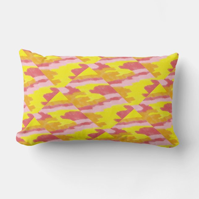 Rectangle Coussin brillant framboise, rose, jaune et orange (Recto)