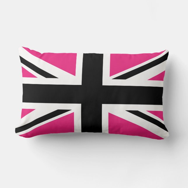 Rectangle Coussin BRITANNIQUE noir et rose de drapeau (Recto)