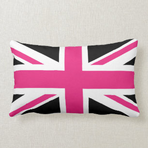 Rectangle Coussin BRITANNIQUE noir et rose de drapeau