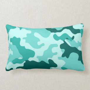 Rectangle Coussin Camo Lumbar vert turquoise