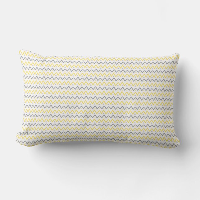Rectangle Coussin Chevron Motif Jaune et Gris Lumbar (Recto)
