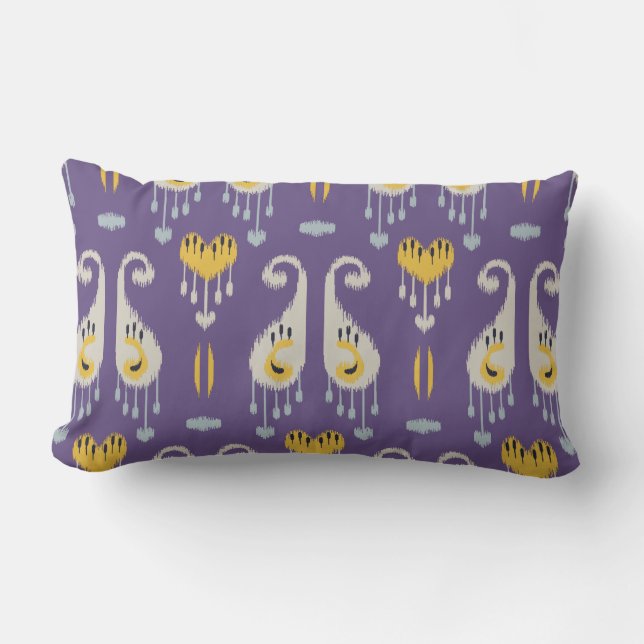 Rectangle Coussin chic moderne jaune et violet ikat (Recto)