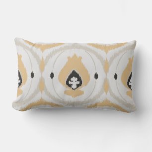 Rectangle Coussin chic neutre miel beige et noir ikat
