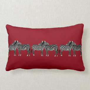 Rectangle Coussin chic, zèbres sur rouge-foncé