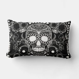Rectangle Coussin crâne noir et blanc