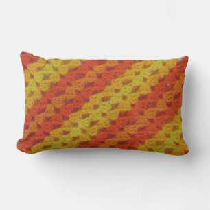 Rectangle Coussin - Crochet - Coques orange et jaune
