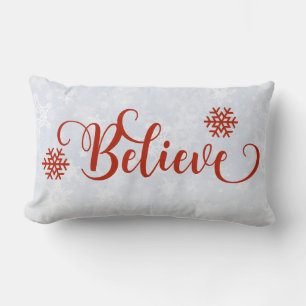Rectangle Coussin Crois Flocon de Neige Rouge