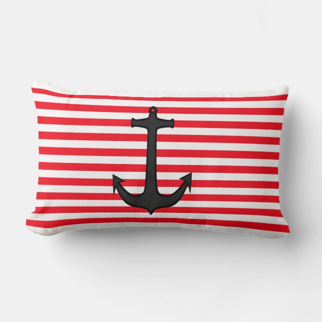 Rectangle Coussin d'Ancre de rouge et de blanc (Recto)